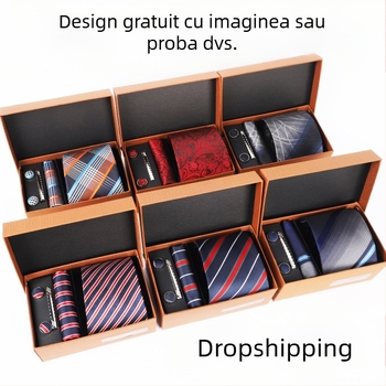 Set de cravate bărbătești noi 2025, cutie cadou, cadou la modă de înaltă calitate, set de 4 piese pentru cravate de afaceri pentru bărbați