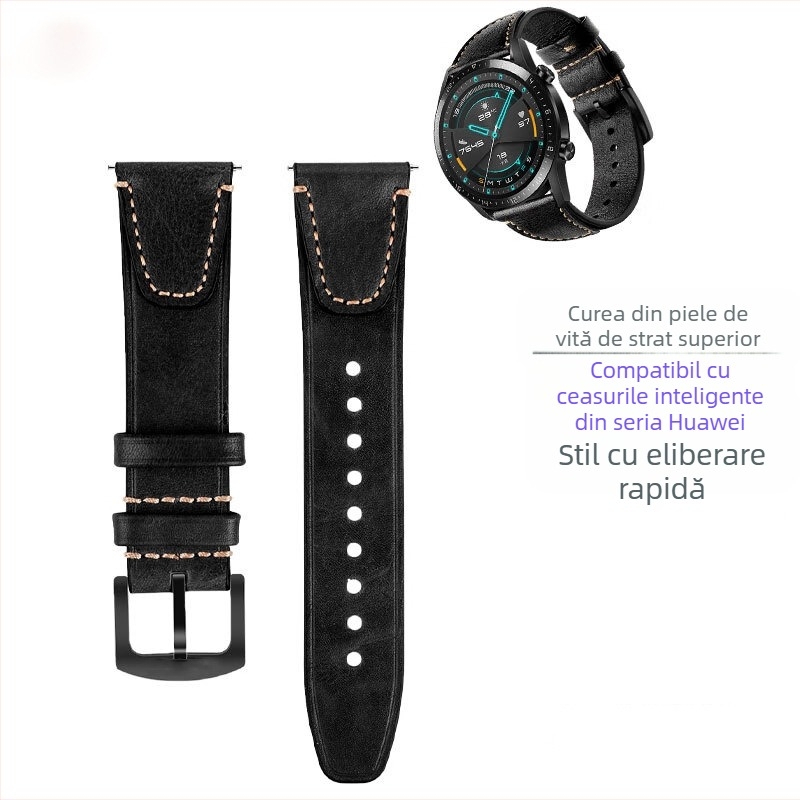 Curea din piele pentru ceas Huawei GT5/4/3/2 46mm/Watch4/3Pro, 22mm, pentru bărbați