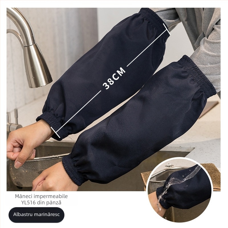 Manșete impermeabile PU, unisex, pentru muncă și curățenie – protecție împotriva murdăriei, din pânză, negre