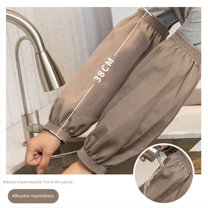 Manșete impermeabile PU, unisex, pentru muncă și curățenie – protecție împotriva murdăriei, din pânză, negre