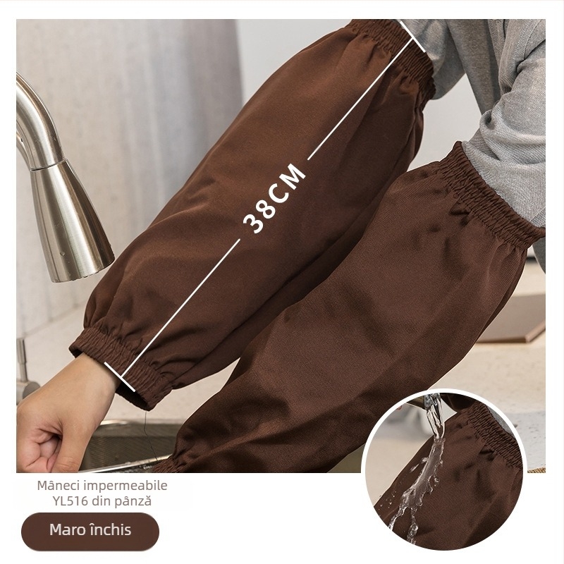Manșete impermeabile PU, unisex, pentru muncă și curățenie – protecție împotriva murdăriei, din pânză, negre