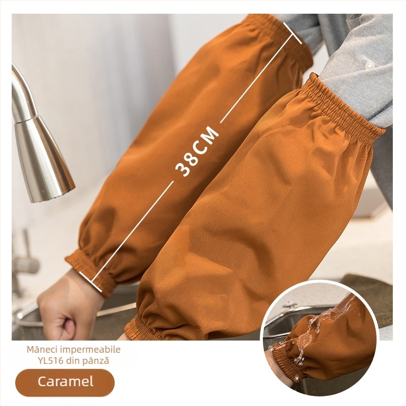 Manșete impermeabile PU, unisex, pentru muncă și curățenie – protecție împotriva murdăriei, din pânză, negre