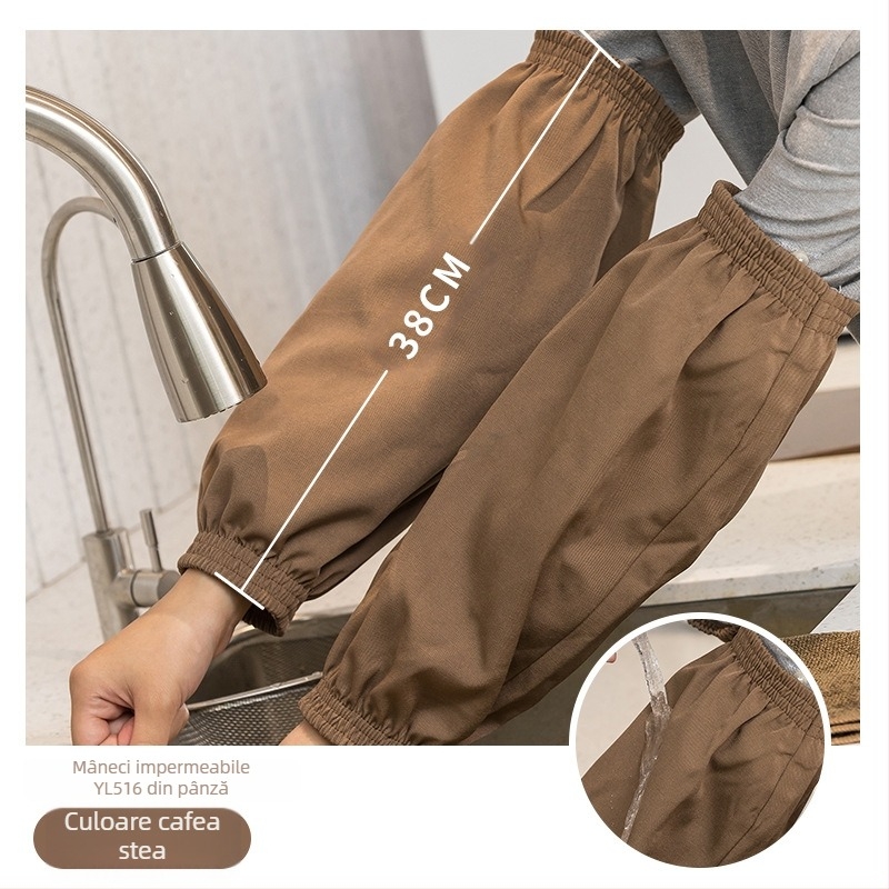 Manșete impermeabile PU, unisex, pentru muncă și curățenie – protecție împotriva murdăriei, din pânză, negre