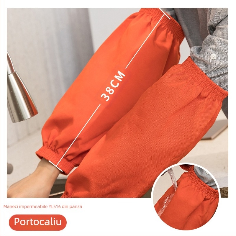 Manșete impermeabile PU, unisex, pentru muncă și curățenie – protecție împotriva murdăriei, din pânză, negre