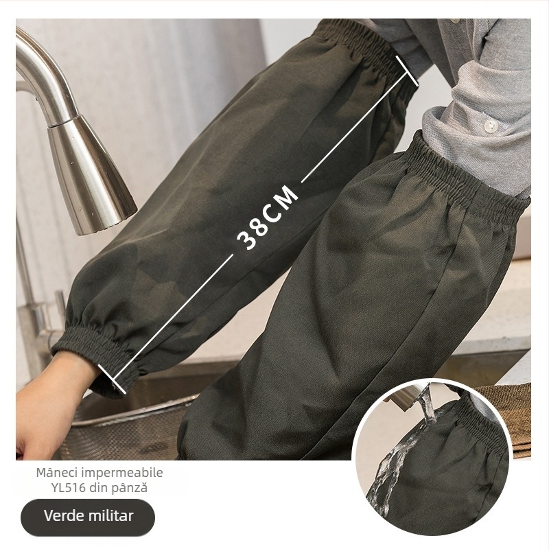 Manșete impermeabile PU, unisex, pentru muncă și curățenie – protecție împotriva murdăriei, din pânză, negre