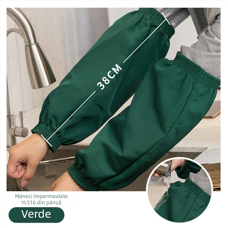 Manșete impermeabile PU, unisex, pentru muncă și curățenie – protecție împotriva murdăriei, din pânză, negre