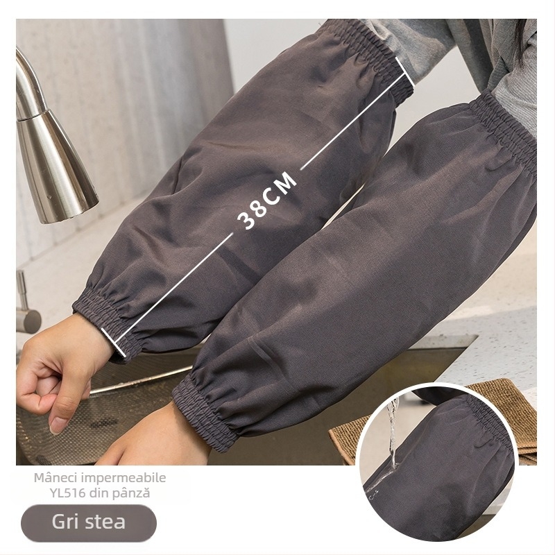 Manșete impermeabile PU, unisex, pentru muncă și curățenie – protecție împotriva murdăriei, din pânză, negre