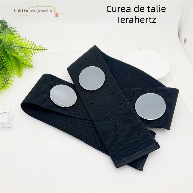 Cold Goose - Piatră energetică naturală Terahertz cu velcro, curea elastică pentru talie, etanșare pentru bărbați și femei, talie subțire