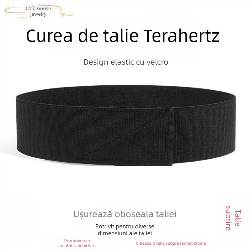 Cold Goose - Piatră energetică naturală Terahertz cu velcro, curea elastică pentru talie, etanșare pentru bărbați și femei, talie subțire
