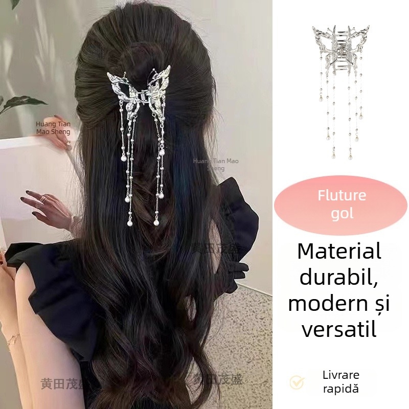 Clemă de păr metalică cu gheare fluture gol pentru fete, agrafă simplă, accesoriu de păr rafinat pentru femei, coafură pe jumătate legată, design cu gheare fluture gol