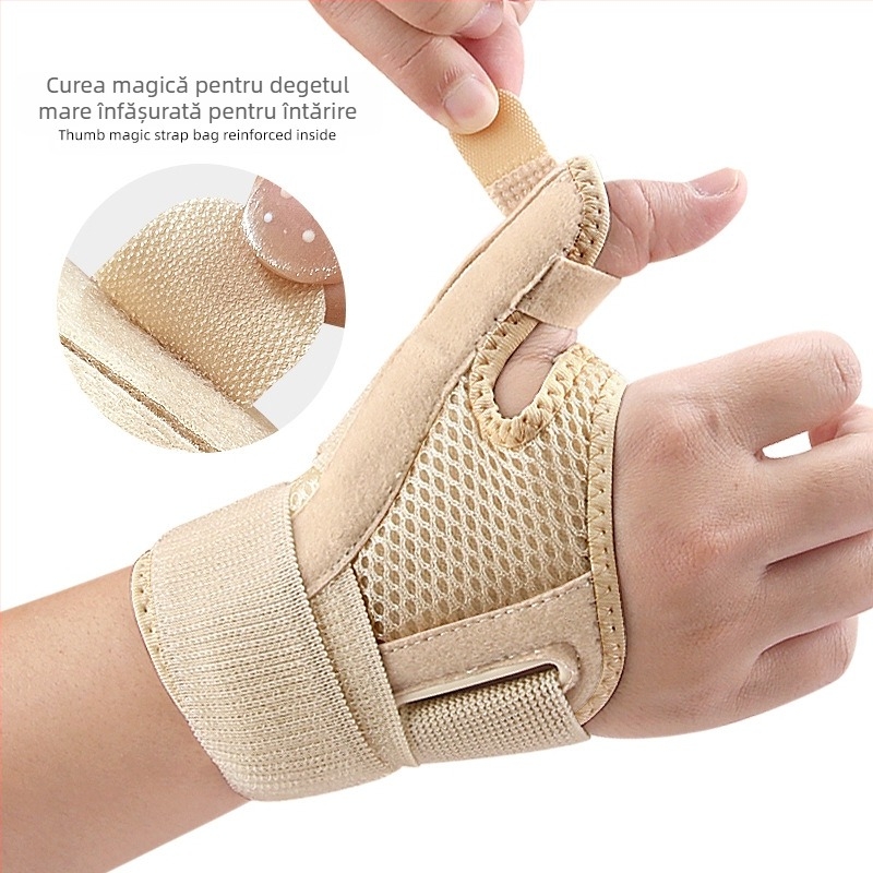 Mănuși de compresie cu velcro pentru protecție pentru încheietura mâinii, curea respirabilă, suport fix pentru degetul mare, teacă pentru tendon, protecție pentru încheietura mâinii