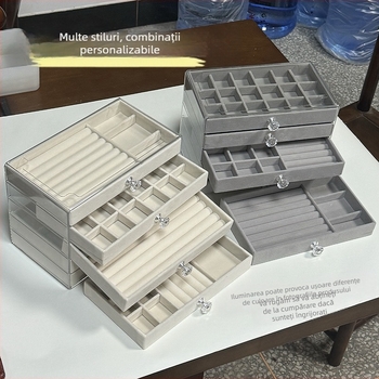 Cutie de bijuterii nouă 2024, cu mai multe straturi, capacitate mare, brățară pentru bijuterii, colier, cercei, cercei, inele, o varietate de spații de depozitare