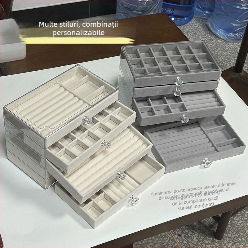 Cutie de bijuterii nouă 2024, cu mai multe straturi, capacitate mare, brățară pentru bijuterii, colier, cercei, cercei, inele, o varietate de spații de depozitare