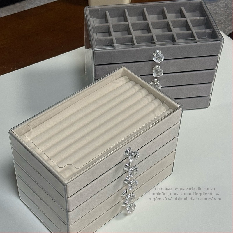 Cutie de bijuterii nouă 2024, cu mai multe straturi, capacitate mare, brățară pentru bijuterii, colier, cercei, cercei, inele, o varietate de spații de depozitare
