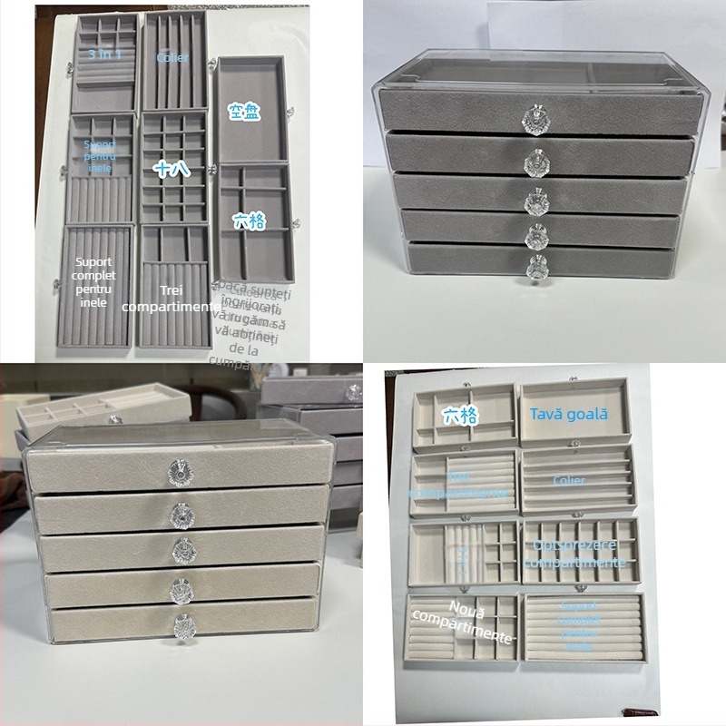 Cutie de bijuterii nouă 2024, cu mai multe straturi, capacitate mare, brățară pentru bijuterii, colier, cercei, cercei, inele, o varietate de spații de depozitare