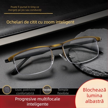 Ochelari de presbiopie multifocali progresivi interiori noi, zoom inteligent, ochelari de presbiopie anti-lumină albastră, ochelari de vedere de departe, ochelari de vedere de aproape, en-gros