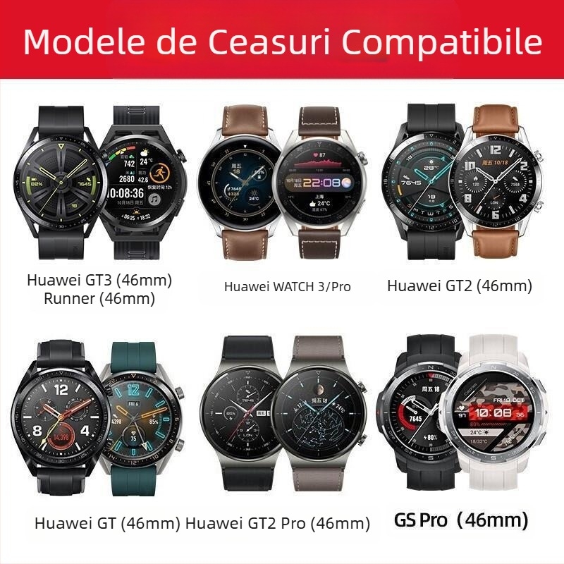 Potrivit pentru curea de ceas Huawei, bază din piele, margine pătrată uleioasă, margine uleioasă caisă, curea de ceas inteligent Gt5
