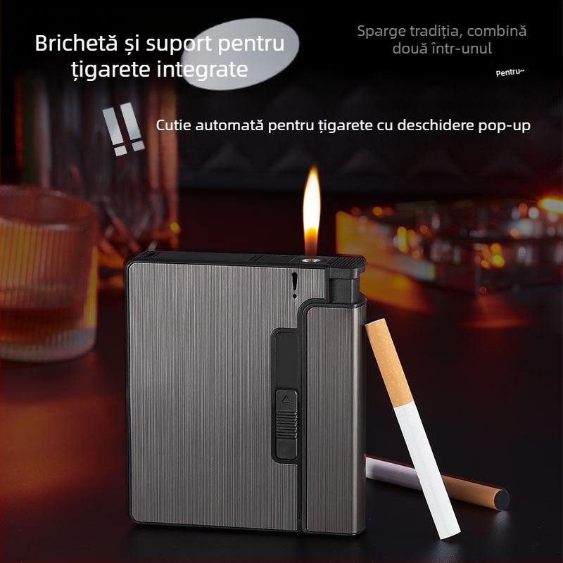 Cutie de țigări automată universală, creativă, grosieră, medie, fină, cu brichetă, impermeabilă, rezistentă la presiune, cutie de țigări gonflabilă, en-gros