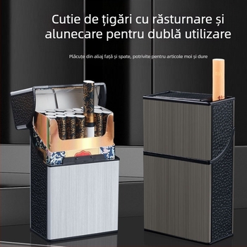 8004B Husă de țigară cu capac dublu deschis, cu patch metalic, rezistentă la compresiune, rezistentă la umiditate, rezistentă la transpirație, cu cadru glisant cu dublă utilizare, cu sârmă, capacitate mare