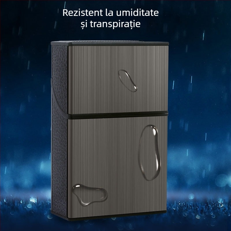 8004B Husă de țigară cu capac dublu deschis, cu patch metalic, rezistentă la compresiune, rezistentă la umiditate, rezistentă la transpirație, cu cadru glisant cu dublă utilizare, cu sârmă, capacitate mare