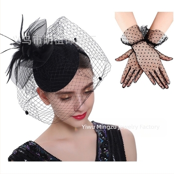 Accesorii de păr europene și americane, mireasă, pene, flori, plasă, agrafă de păr, beretă mică, rochie cheongsam, accesorii, mănuși, set de colier