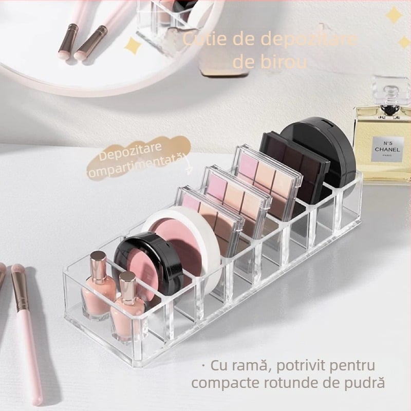 Raft de depozitare a fardului de pleoape transfrontalier, acrilic, transparent, pentru depozitarea cosmeticelor, raft de depozitare a pudrei, cutie compartimentată pentru tort, pudră