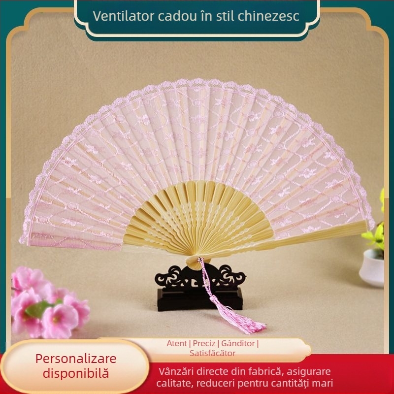 Evantai pliant din dantelă prințesă în stil european, evantai cadou artizanal antic, accesorii Lolita, evantai de dans, producători de surse de generație