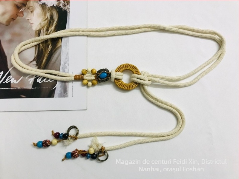 Versiunea coreeană a curea țesută pentru femei, retro, casual, versatil, personalitate, rochie decorativă, talie, bumbac, in, cu noduri, frânghie, en-gros