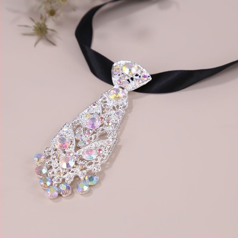 Cravată mică cu diamant metalic, papion pentru bărbați, guler pentru rochie de mireasă, flori pentru copii, cravată strălucitoare cu cristale pentru costum de gentleman