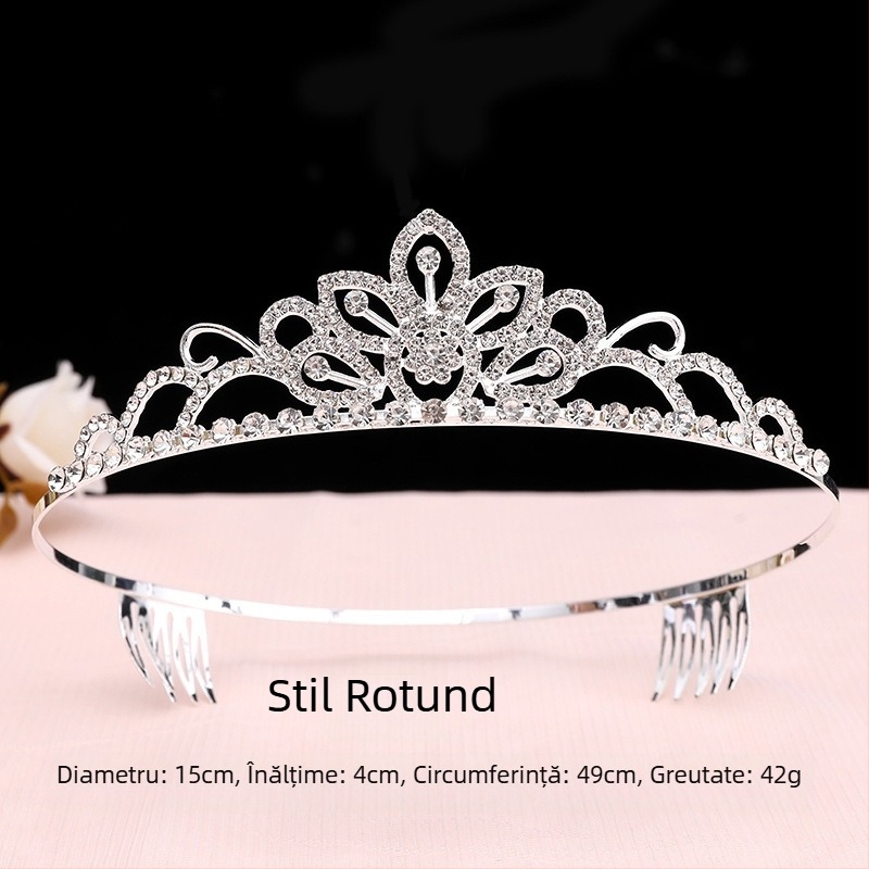 Coroană pentru copii, coroană de prințesă pentru fete, bandă mare de păr cu cristal, roz, Frozen, accesorii de păr pentru ziua de naștere a copiilor