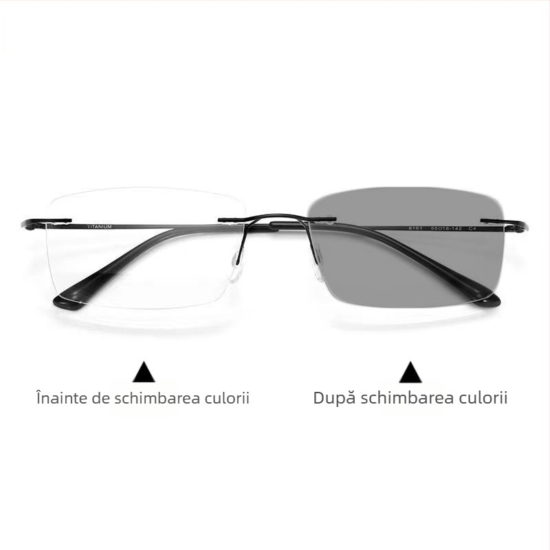 Ochelari de citit fotocromatici anti-lumină albastră pentru bărbați de vârstă mijlocie și vârstnici, ochelari de citit progresivi cu focalizare multiplă, ochelari de citit ultra-ușori, fără ramă