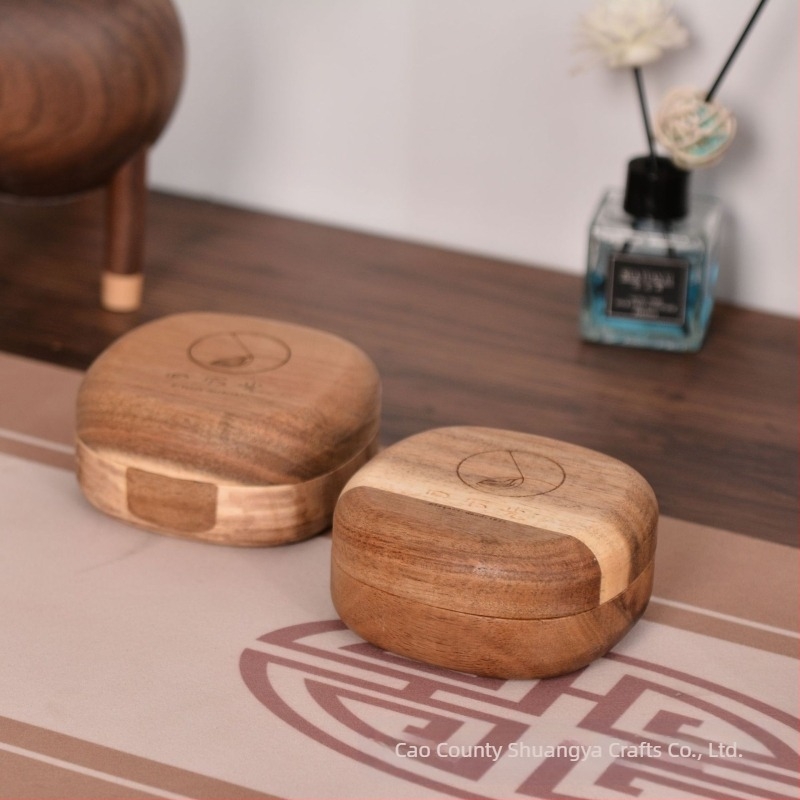 Cutie de bijuterii din lemn de salcâm creativă, cutie de ambalare pentru birou, cercei, brățări, cutie de bijuterii din lemn masiv, cutie portabilă pentru bijuterii