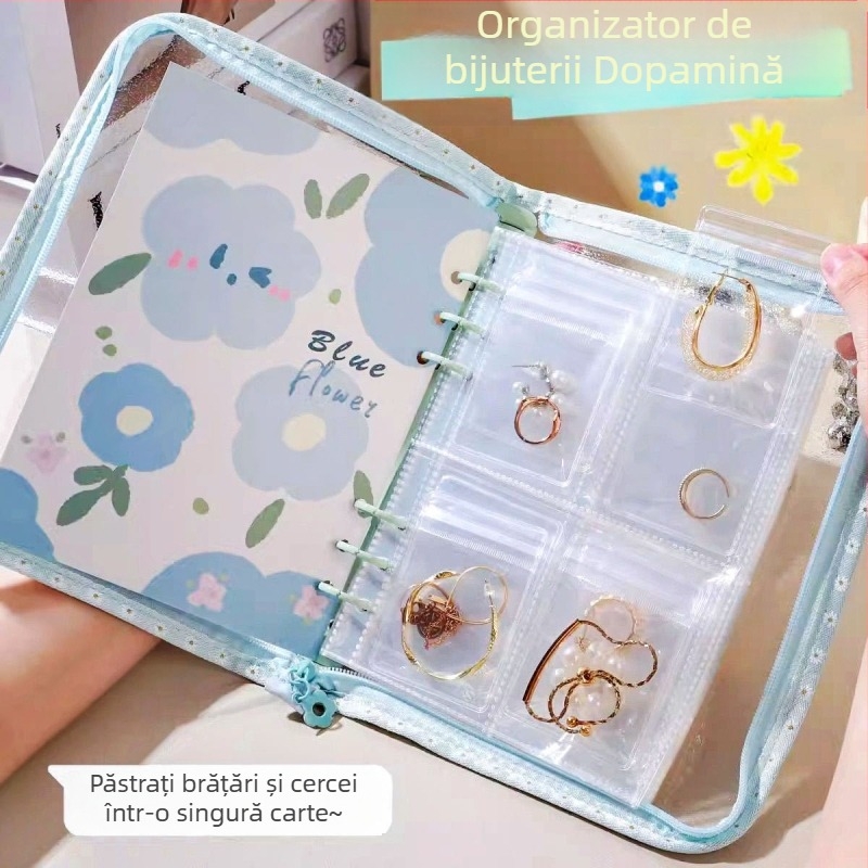 Carte mică cu fermoar cu flori, Cercei antioxidanti, Coliere, Cercei, Cercei, Bijuterii, Accesorii de mână, Pungi sigilate, Cărți de depozitare, Depozitare bijuterii