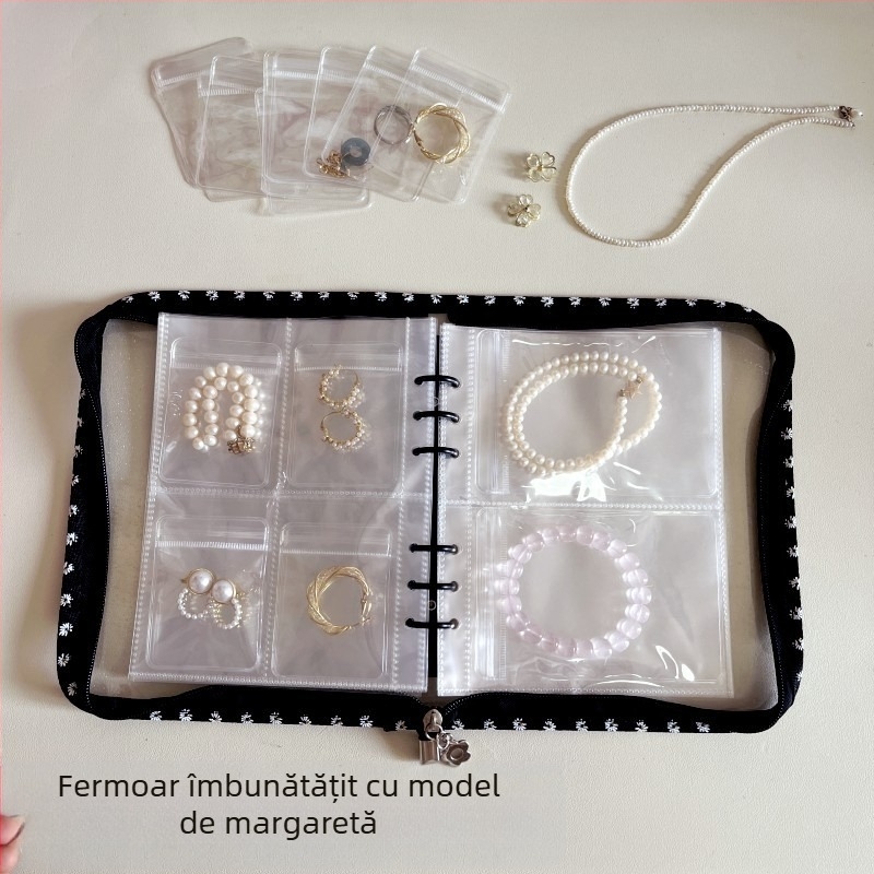 Carte mică cu fermoar cu flori, Cercei antioxidanti, Coliere, Cercei, Cercei, Bijuterii, Accesorii de mână, Pungi sigilate, Cărți de depozitare, Depozitare bijuterii
