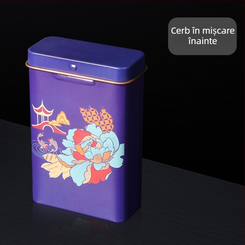 Pachet nou de 20 de huse de țigări integrate din metal cu rabat, creative, cu mai multe modele, impermeabile și rezistente la umiditate, cutie din tablă de oțel pentru bărbați, vânzare directă