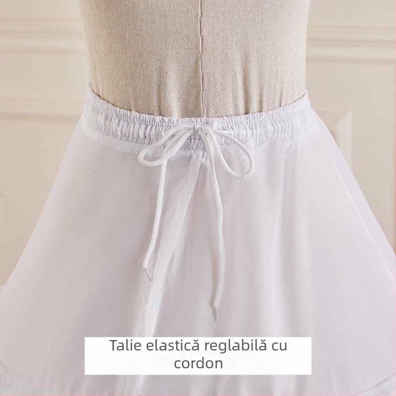 Rochie de mireasă cu fustă, tot felul de măriri îngrijite ale taliei, super baldachin, căptușit cu os, jupon de mireasă Lolita cu flori, en-gros