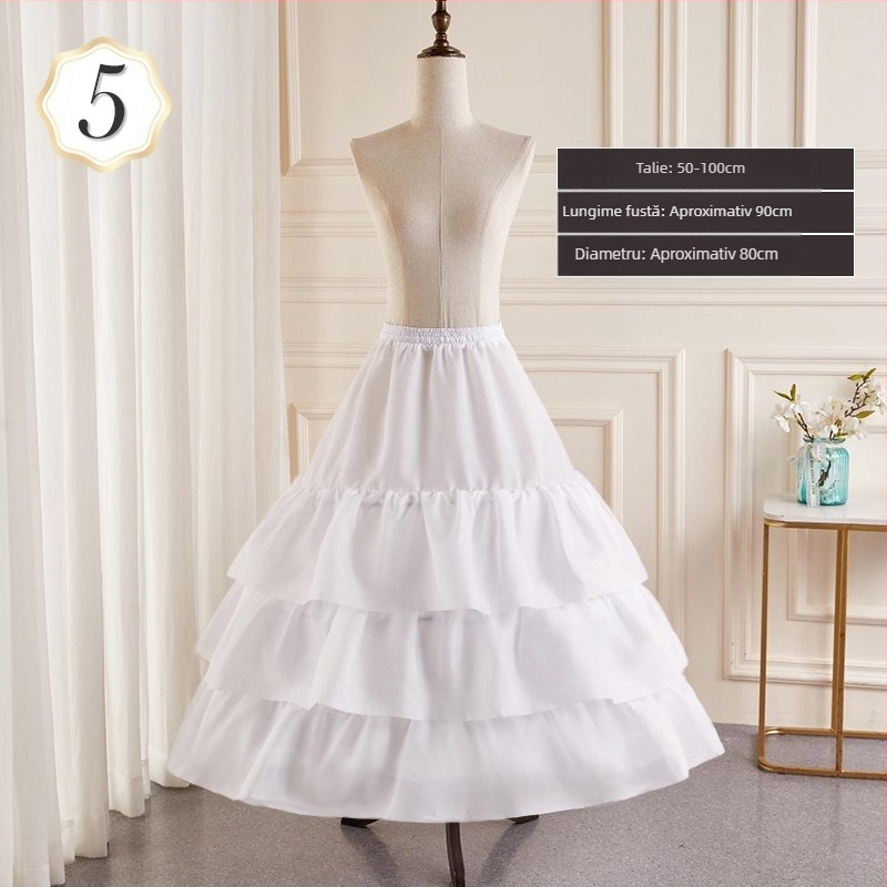 Rochie de mireasă cu fustă, tot felul de măriri îngrijite ale taliei, super baldachin, căptușit cu os, jupon de mireasă Lolita cu flori, en-gros