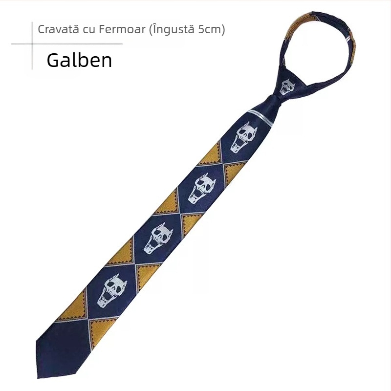 Cravată cu craniu, ediție japoneză JOJO Kira Yoshio JK Anime cu fermoar, joc de mână, aventură minunată, Crăciun, Halloween