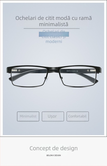 Ochelari de citit noi anti-lumină albastră, ochelari cu ramă completă pentru vârstnici, ochelari de citit metalici, ochelari rafinați pentru vârstnici 070