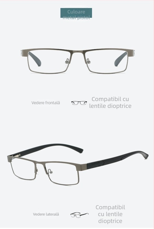 Ochelari de citit noi anti-lumină albastră, ochelari cu ramă completă pentru vârstnici, ochelari de citit metalici, ochelari rafinați pentru vârstnici 070