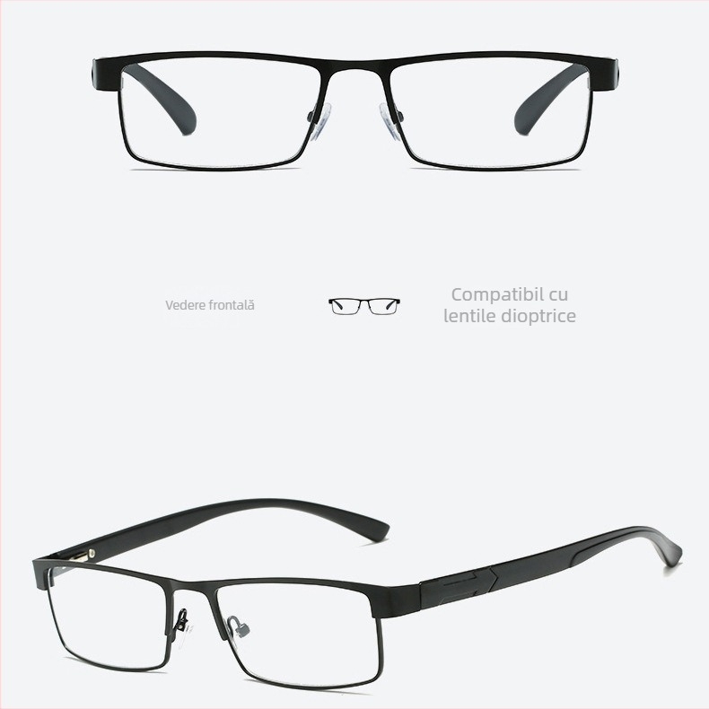 Ochelari de citit noi anti-lumină albastră, ochelari cu ramă completă pentru vârstnici, ochelari de citit metalici, ochelari rafinați pentru vârstnici 070