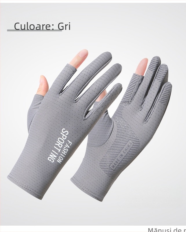 Mănuși de vară cu protecție solară din mătase de gheață, pentru femei, subțiri, anti-ultraviolete, elastice, antiderapante, pentru condus, cu două degete