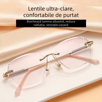 Ochelari de vedere Tiktok noi cu bliț fin cu diamant, ochelari de vedere eleganți și degradați pentru femei, ultra-luminoși, anti-lumină albastră