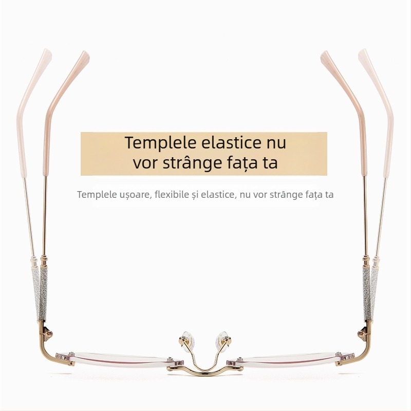 Ochelari de vedere Tiktok noi cu bliț fin cu diamant, ochelari de vedere eleganți și degradați pentru femei, ultra-luminoși, anti-lumină albastră