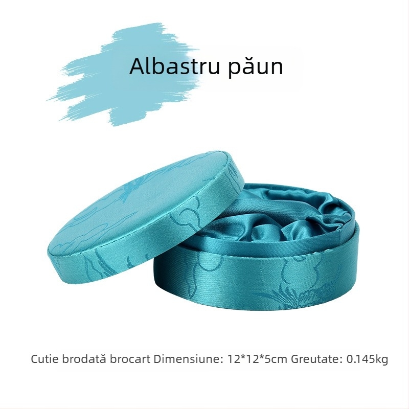 Guofeng Cutie de bijuterii din brocart clasic, cutie de bijuterii de înaltă calitate, cutie de ambalare pentru brățări din jad viu, cutie de bijuterii cu șir de mărgele