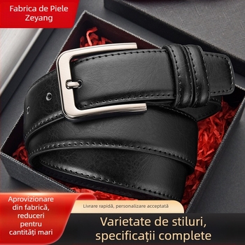 Curea bărbătească din piele, stil business, cu cataramă, stil vintage, potrivită pentru bărbați tineri, pantaloni casual, piele de vacă autentică, stil retro artistic