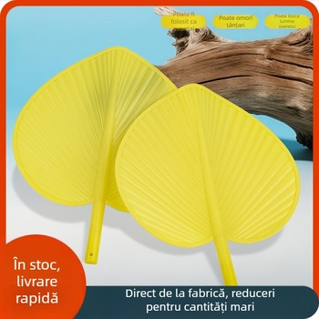 Evantai din frunze de papură din plastic, de modă veche, acționat manual, neputrezit, evantai de vară, repelent de țânțari, evantai de banane, evantai de floarea-soarelui pentru bătrân, lucrat manual, evantai de vară pentru copii