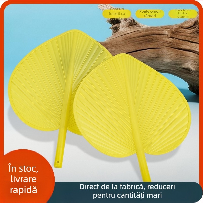 Evantai din frunze de papură din plastic, de modă veche, acționat manual, neputrezit, evantai de vară, repelent de țânțari, evantai de banane, evantai de floarea-soarelui pentru bătrân, lucrat manual, evantai de vară pentru copii