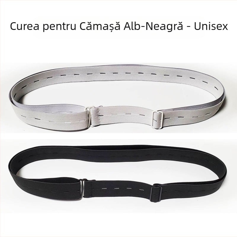 Curea de cămașă cu inele de fixare Cross-Border Supply, stil simplu, pentru bărbați și femei, curea de fixare a cămășii, curea cu cataramă metalică neagră și albă