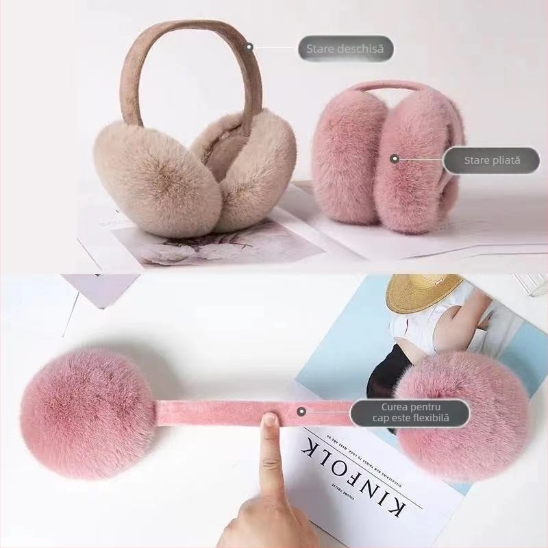 Căști pliabile en-gros, căști calde de iarnă, drăguțe pentru studenți, protecție pentru urechi, căști de pluș antigel